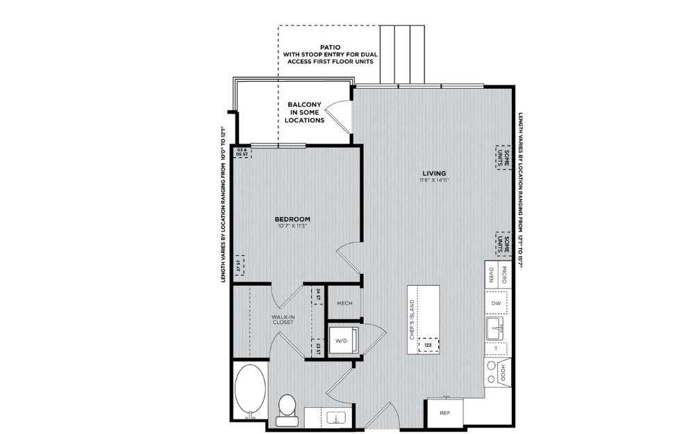 A2 - 1 bedroom floorplan layout with 1 bathroom and 699 square feet A2 - 1 bedroom floorplan layout with 1 bathroom and 699 square feet